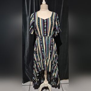 Wrangler Women's Black Multicolor Striped Midi Dress